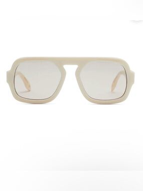 Elisa Johnson Jane Cream Oversized Square Sunglasses